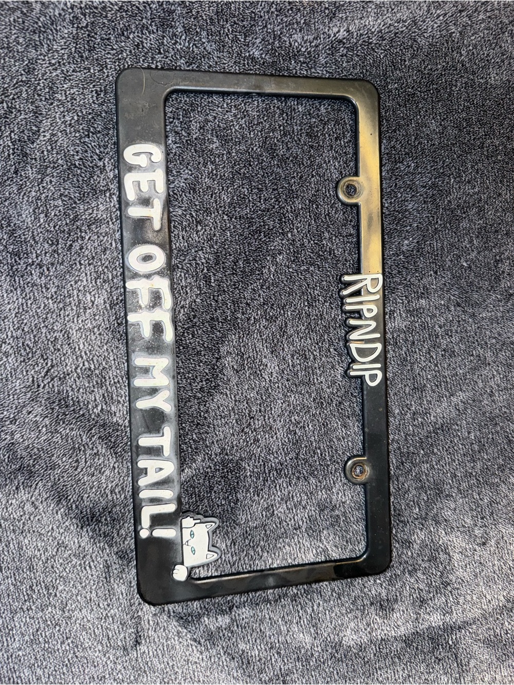 Ripndip Black License Plate Frame with White Lettering